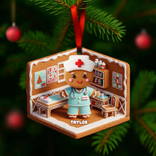 Load image into Gallery viewer, “Celebrate the Caring Spirit!” - Nurse Gingerbread Christmas Wood Ornament - Personalized Gift for Nurses Ornament MagicInPrints