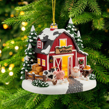Load image into Gallery viewer, “Bring Home the Charm!” Personalized Red Barn Miniature House Acrylic Ornament - Perfect Gift for Farmers and Agriculture Lovers Ornament MagicInPrints