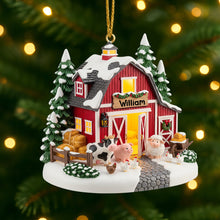 Load image into Gallery viewer, “Bring Home the Charm!” Personalized Red Barn Miniature House Acrylic Ornament - Perfect Gift for Farmers and Agriculture Lovers Ornament MagicInPrints