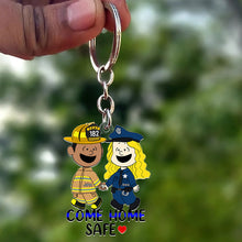 Load image into Gallery viewer, Personalized Come Home Safe Couple Keychain | Unique Valentine's Day Gifts for Couples Keychains PopCulturePrints