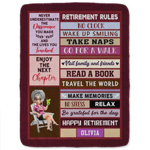 Load image into Gallery viewer, Celebrate New Adventures – Personalized Fleece Blanket – Gift for Retiree Fleece Blanket MagicInPrints