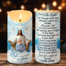Load image into Gallery viewer, Personalized Safe In The Arms Of Jesus Candle - Custom Photo Memorial Gift Led Candle PopCulturePrints