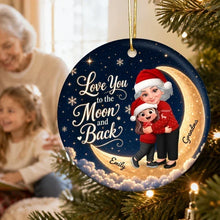 Load image into Gallery viewer, Personalized Ceramic Christmas Ornament for Grandma & Granddaughter - Navy Gold Moon Gift