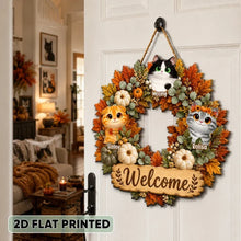 Load image into Gallery viewer, Personalized Wooden Welcome Sign with Cats for Pet Owners