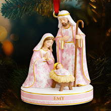 Load image into Gallery viewer, "Embrace the Spirit of Christmas - Toile de Jouy Nativity Ornament, Personalized Gift for Believers" Ornament MagicInPrints