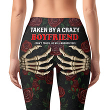 Load image into Gallery viewer, ‘Taken by a Crazy Boyfriend’ - Naughty Skeleton Hands Leggings - Personalized Gift for Her Shorts and Pants MagicInPrints