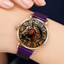 Load image into Gallery viewer, Time to Shine: Personalized Horse Lovers Mesh Strap Quartz Watch Quartz Watch MagicInPrints