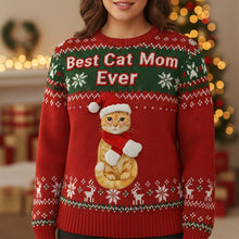 Load image into Gallery viewer, "Best Cat Mom Ever" - Customizable Ugly Sweater for Cat Lovers - Perfect Gift for Cat Moms AOP Products MagicInPrints
