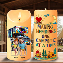 Load image into Gallery viewer, Making Memories, One Campsite at a Time - Personalized Camping Couple LED Candle Led Candle MagicInPrints