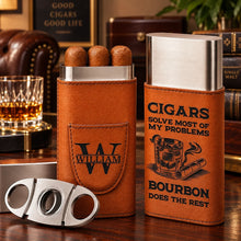 Load image into Gallery viewer, Personalized Leather Cigar Case with Engraving for Him Gift