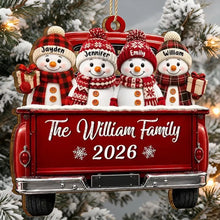 Load image into Gallery viewer, Personalized Wooden Ornament Snowman Family Holiday Gift