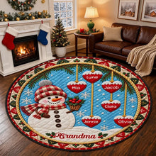 Load image into Gallery viewer, Personalized Round Quilted Mat Snowman Gift for Grandma