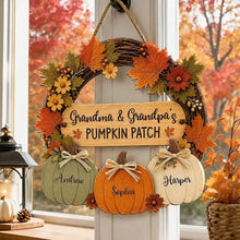 Load image into Gallery viewer, Personalized Wooden Sign for Grandma & Grandpa Pumpkin Patch Decor Gift