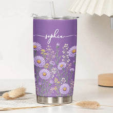 Load image into Gallery viewer, Personalized Insulated Travel Tumbler Custom Floral Gift for Sister