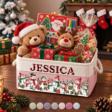 Load image into Gallery viewer, Personalized Snowman Family Rope Basket Christmas Gift for Kids