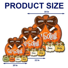 Load image into Gallery viewer, Personalized Fall Wooden Sign with Pumpkins & Football Bow Gift for Family