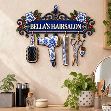 Load image into Gallery viewer, Personalized Shaped Metal Sign Floral Beauty Decor Gift for Stylist