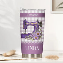 Load image into Gallery viewer, Personalized Floral Sewing Machine Travel Tumbler Gift for Grandma