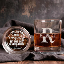 Load image into Gallery viewer, Personalized Double Sided Whiskey Glass Custom Gift for Husband