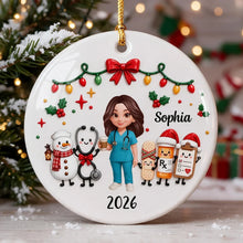 Load image into Gallery viewer, Personalized Ceramic Ornament Nurse Gift with Custom Name for Christmas