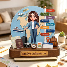 Load image into Gallery viewer, Personalized 2-Layer Wooden Travel Plaque Unique Gift for Adventurers