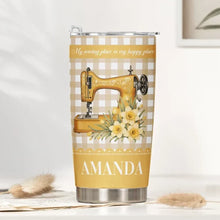 Load image into Gallery viewer, Personalized Floral Sewing Machine Travel Tumbler Gift for Grandma