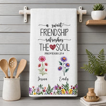 Load image into Gallery viewer, Personalized Kitchen Towel Friendship Quote Floral Gift for Best Friend