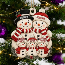 Load image into Gallery viewer, Personalized Wooden Snowman Ornament for Grandparents Family Gift