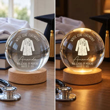 Load image into Gallery viewer, Personalized Globe Lamp with White Coat Illustration Gift for Future Doctor
