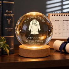 Load image into Gallery viewer, Personalized Globe Lamp with White Coat Illustration Gift for Future Doctor