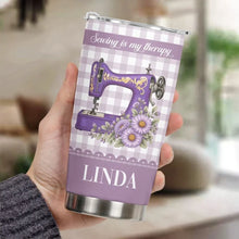 Load image into Gallery viewer, Personalized Floral Sewing Machine Travel Tumbler Gift for Grandma