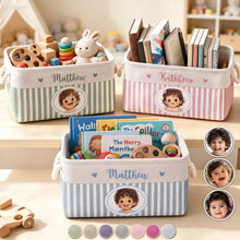 Load image into Gallery viewer, Personalized Cotton Linen Rope Basket Cute Child Portrait Gift for Kids