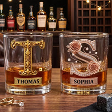 Load image into Gallery viewer, Personalized Whiskey Glass Romantic Gift for Couples | Vintage Design