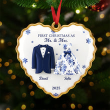Load image into Gallery viewer, "Celebrate Your Love: First Christmas as Mr. & Mrs. - Personalized Ornament for Newlyweds" Ornament MagicInPrints