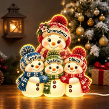 Load image into Gallery viewer, Personalized Acrylic Light Box Grandkids Snowman Gift for Grandma