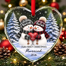 Load image into Gallery viewer, Personalized Crystal Heart Ornament for Newlyweds Christmas Gift