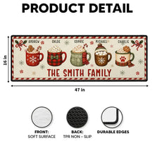 Load image into Gallery viewer, Personalized Family Doormat with Red and Green Mugs Gift for Christmas