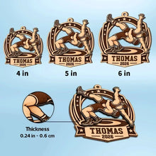 Load image into Gallery viewer, Personalized Wooden Wrestling Ornament Unique Gift for Son