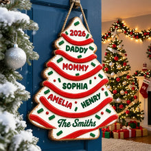 Load image into Gallery viewer, Personalized Wooden Christmas Tree Sign Custom Family Decor Gift