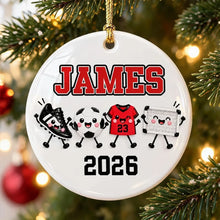 Load image into Gallery viewer, Personalized Ceramic Soccer Ornament Custom Name Christmas Gift for Players