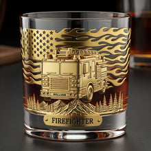 Load image into Gallery viewer, Honor the Brave: Personalized Firefighter Whiskey Glass - Perfect Gift for Retirees and Active Duty Heroes Whiskey Glass MagicInPrints