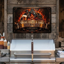 Load image into Gallery viewer, Personalized Rustic Iron Grill Sign Custom Name Gift for Dad