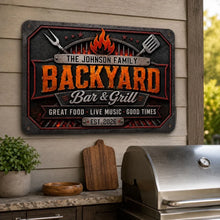Load image into Gallery viewer, Personalized Iron Sign Custom Name Backyard Grill Decor Gift for Family