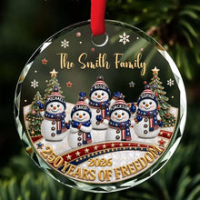 Load image into Gallery viewer, Personalized Crystal Snowman Family Ornament USA Gift for Christmas