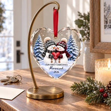 Load image into Gallery viewer, Personalized Crystal Heart Ornament for Newlyweds Christmas Gift