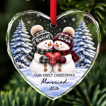 Load image into Gallery viewer, Personalized Crystal Heart Ornament for Newlyweds Christmas Gift