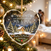 Load image into Gallery viewer, Personalized Crystal Heart Ornament First Christmas Gift for Couple