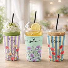 Load image into Gallery viewer, Personalized Neoprene Cup Sleeve Custom Floral Gift for Mom