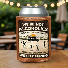 Load image into Gallery viewer, Personalized Leather Can Cooler Custom RV Design Gift for Couples