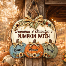 Load image into Gallery viewer, Personalized Wooden Sign for Grandparents' Pumpkin Patch Gift